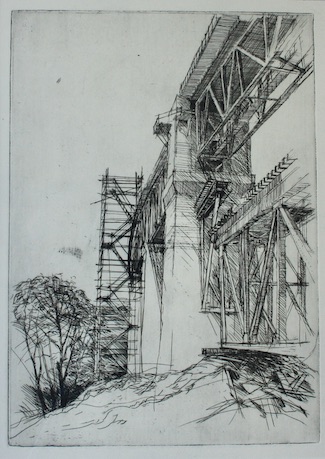 Künstler: Heiner Hoffmann Titel: Viaduc de Moresnet Technik: Radierung